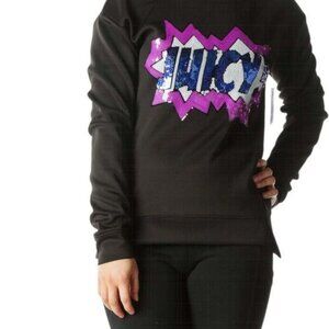 Juicy Couture Scuba Sweatshirt Size S – Black Sequin "JUICY!" Logo Pullover